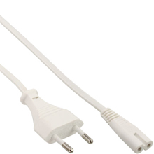 CAVO ALIMENTAZIONE EUROPLUG 2,5A 2 POLI SU CONNETTORE IEC 60320 C-7 BIANCO 1,5 MT