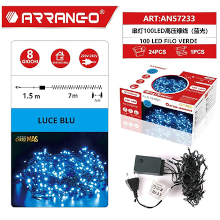FILO DI LUCI LUCE BLU 100 LED 1.5M + 7M DA INTERNO