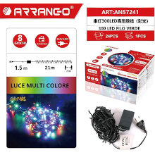 FILO DI LUCI LUCE MULTICOLOR 300 LED 1.5M + 21M DA INTERNO