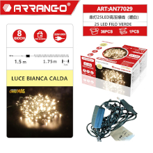 FILO DI LUCI LUCE CALDA 25 LED 1.5M + 1.75M DA INTERNO