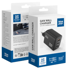 CARICABATTERIA BLUE STAR 2XUSB-C + 1XUSB-A 65W 4A QC4.0 PD VT-43 NERO