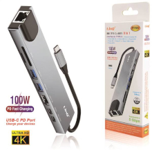 HUB TYPE-C 8 IN 1 PD 100W HDMI RJ45 100MBPS