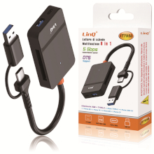LETTORE DI SCHEDE 8 IN 1 CON CAVO USB + TYPE-C 5GBPS