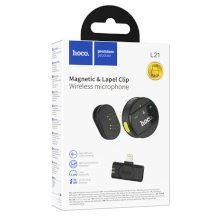 MICROFONO CON RICEVITORE LIGHTNING WIRELESS HOCO L21 CON CLIP NERO