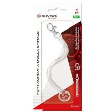 PORTACHIAVI A MOLLA RETRATTILE CON GANCIO BIANCO