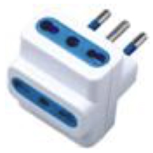 ADATTATORE TRIPLO SPINA 10A 3 PRESE 10A BIANCO CONFEZIONATO