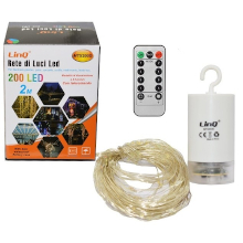 RETE DI LUCI LED A BATTERIA CON TELECOMANDO 2 METRI