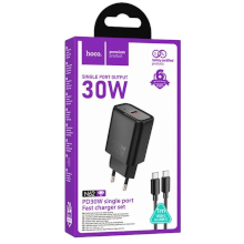 CARICABATTERIA USB-C HOCO N62 + CAVO TYPE-C TYPE-C PD QC 30W NERO
