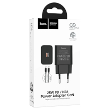 CARICABATTERIA HOCO N76 25W + CAVO USB-C USB-C NERO