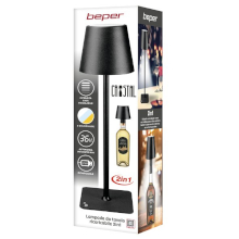 LAMPADA DA TAVOLO RICARICABILE TOUCH + ADATTATORE PER BOTTIGLIE NERA