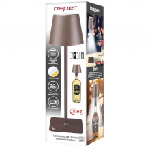 LAMPADA DA TAVOLO RICARICABILE TOUCH + ADATTATORE PER BOTTIGLIE MARRONE