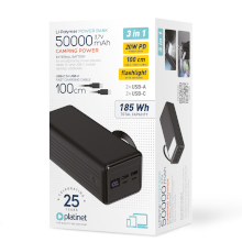 POWER BANK 50000MAH 2XUSB + 2XTYPE-C CON TORCIA QC PD 3.0 20W NERO