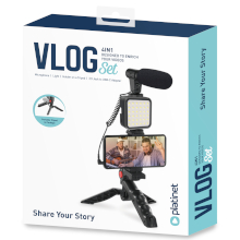 KIT PER VIDEO VLOG 4 IN 1 MICROFONO + LAMPADA LED + TREPPIEDE + ADATTATORE JACK 3.5MM USB-C
