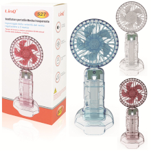 VENTILATORE PORTATILE 1500MAH TRASPARENTE COLORI VARI