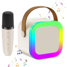 KIT KARAOKE CON CASSA E MICROFONO LUCI LED RGB BEIGE