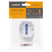 ADATTATORE CON INTERRUTTORE 16A CON 2 USCITE BIPASSO + 1 SCHUKO 16A 250V MAX 1500W